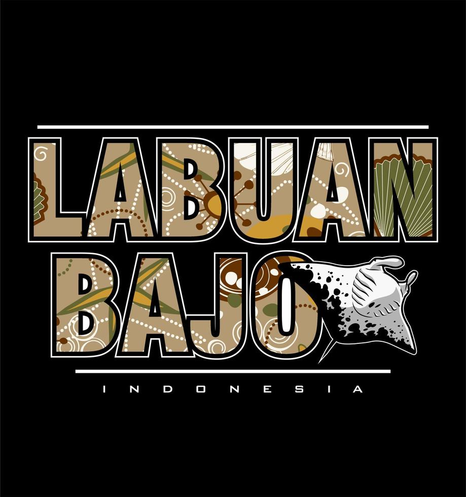 Labuan Bajo writing with beach vector