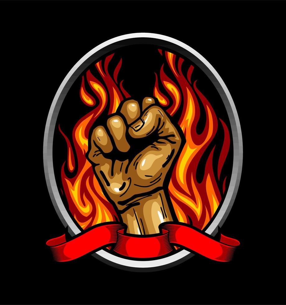 hands clenched fire vector