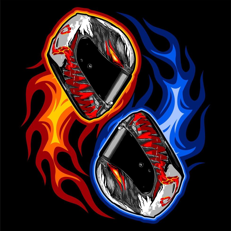 vector de casco de fuego yinyang