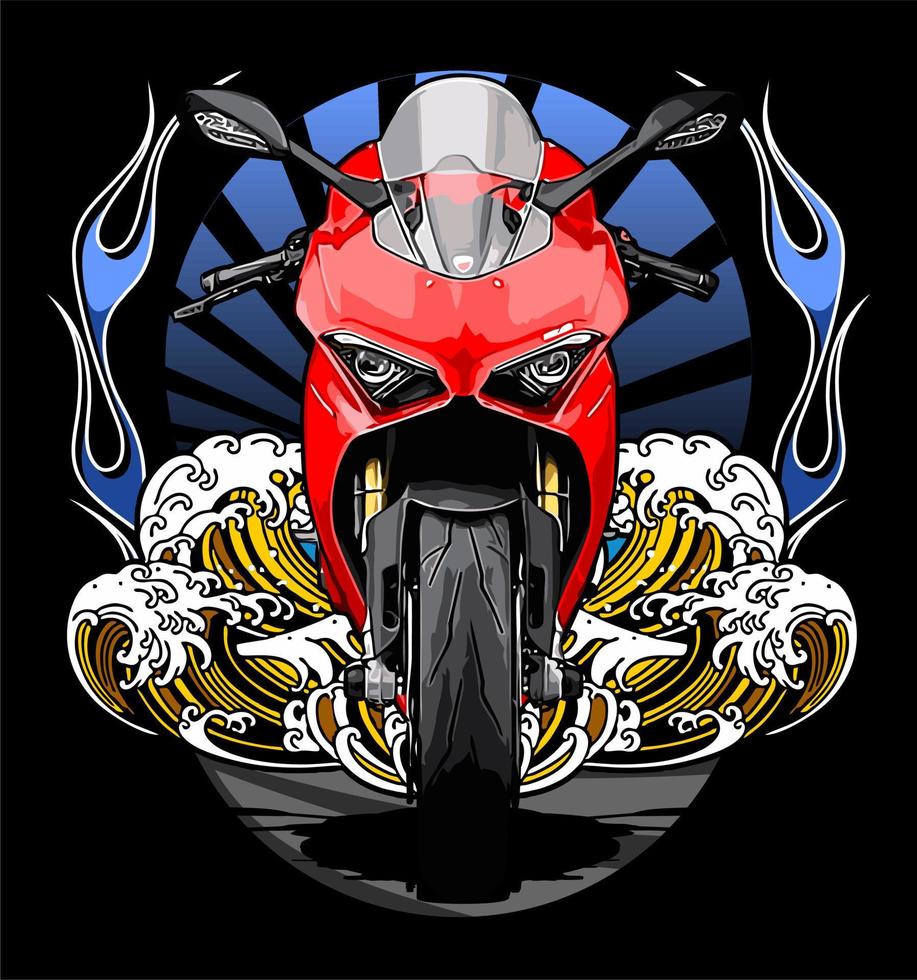 red superbike front view vector