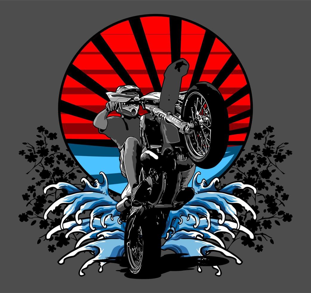 wheelie motorbike vector