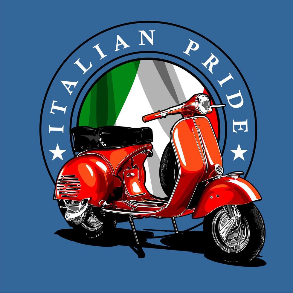scooter classic and flag vector