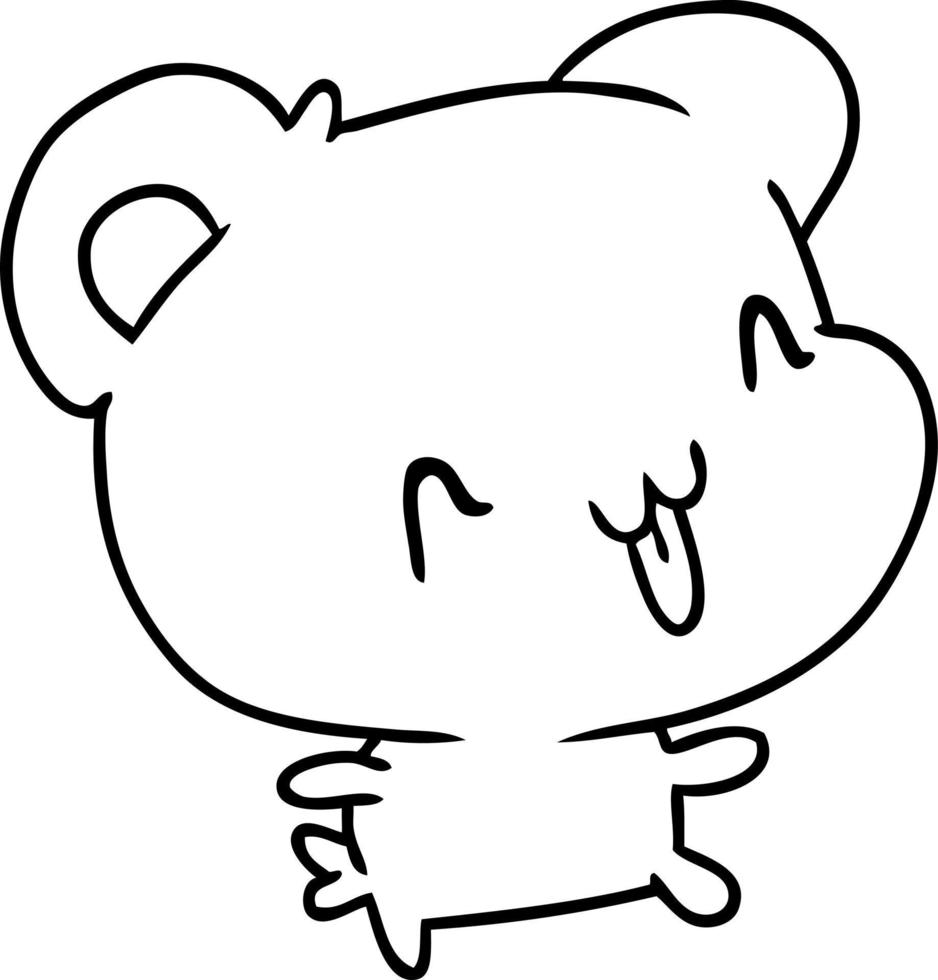 line drawing kawaii cute happy bear vector