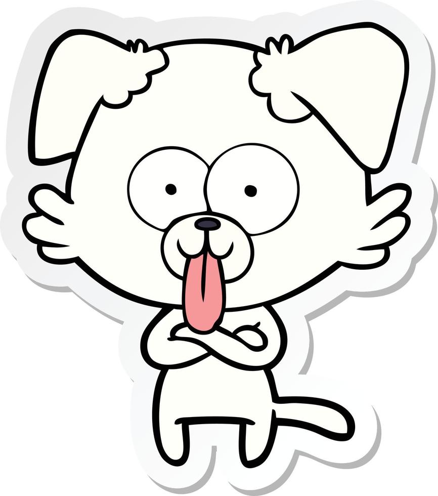 pegatina de un perro de dibujos animados con la lengua fuera vector