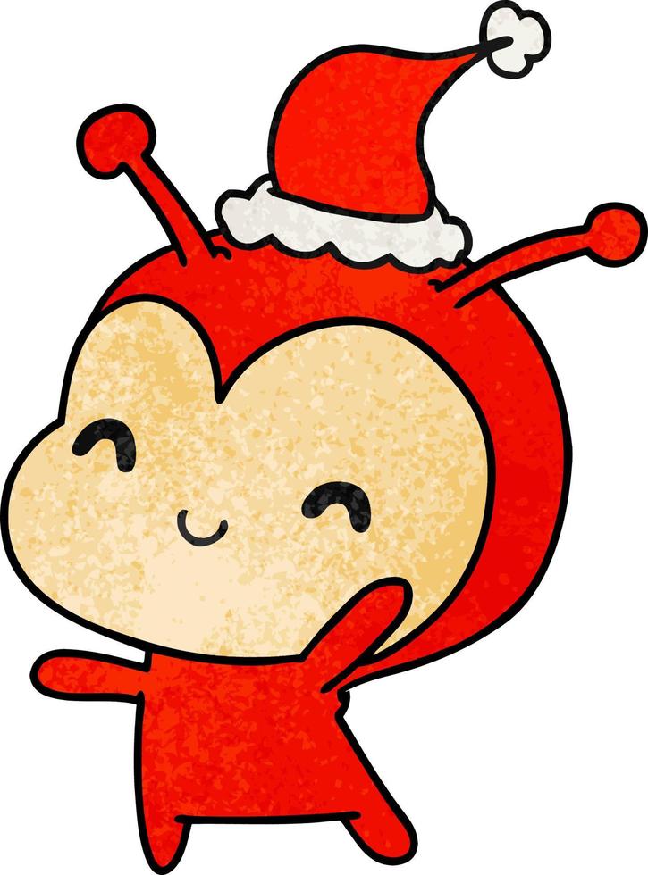 christmas textured cartoon of kawaii lady bug vector