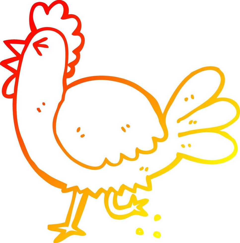 warm gradient line drawing cartoon rooster vector