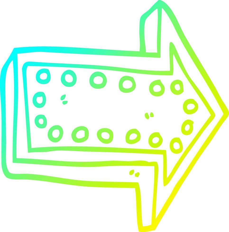 cold gradient line drawing cartoon arrow pointing direction vector