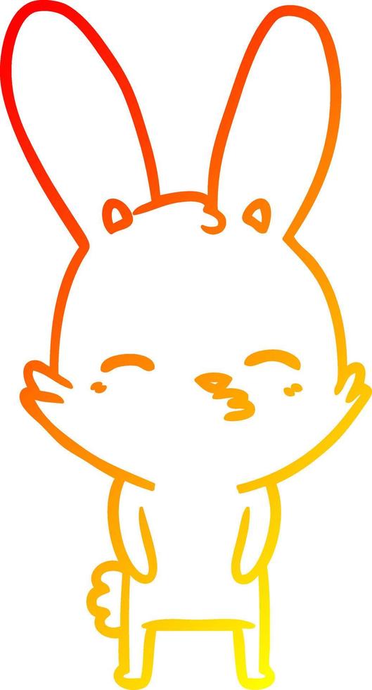 warm gradient line drawing curious bunny cartoon vector