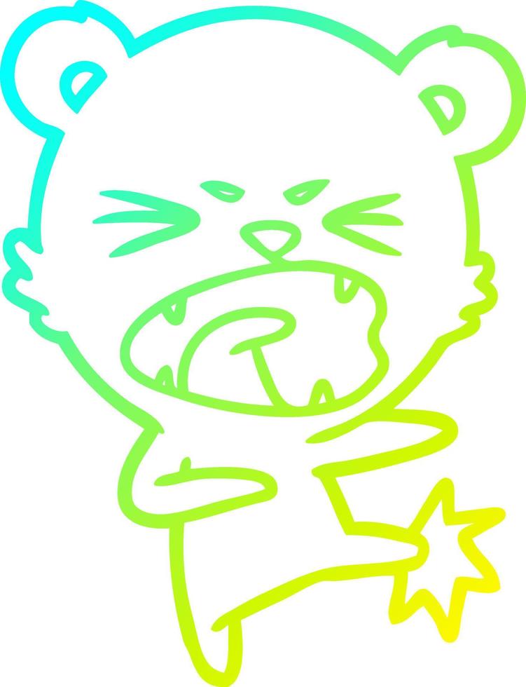 cold gradient line drawing angry cartoon bear vector