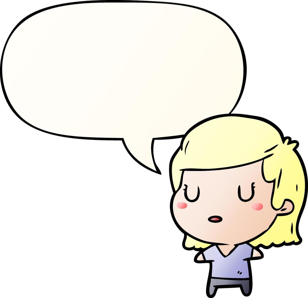cartoon woman and speech bubble in smooth gradient style vector