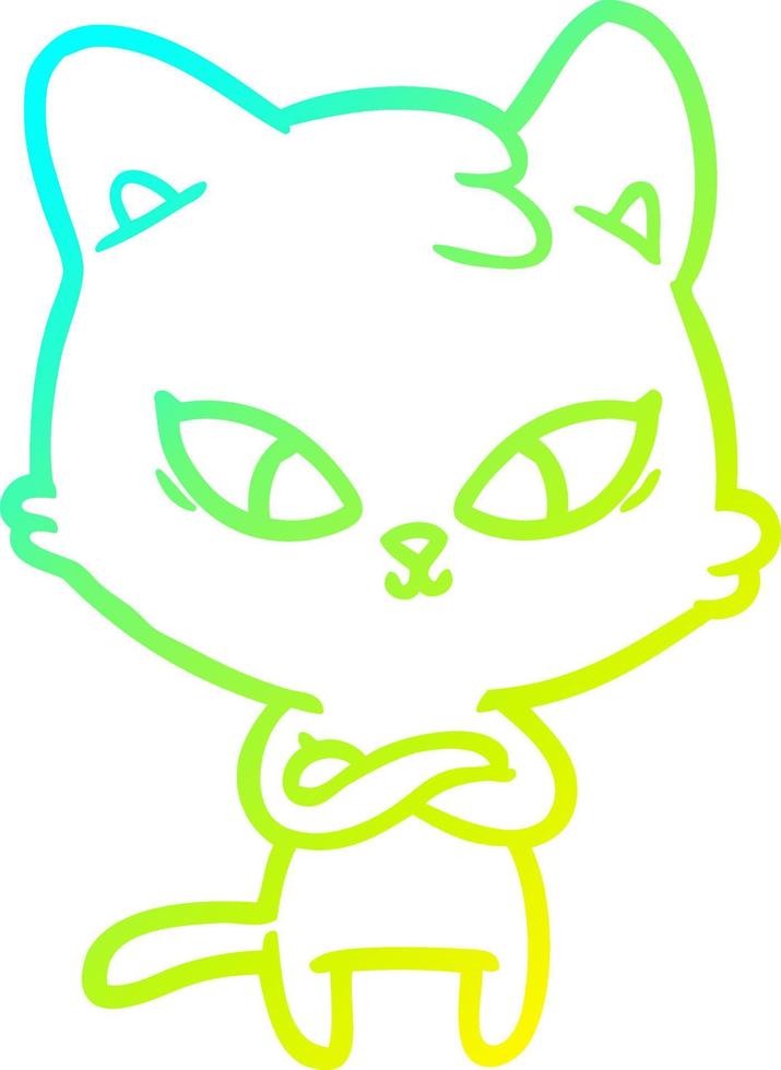 cold gradient line drawing cute cartoon cat vector