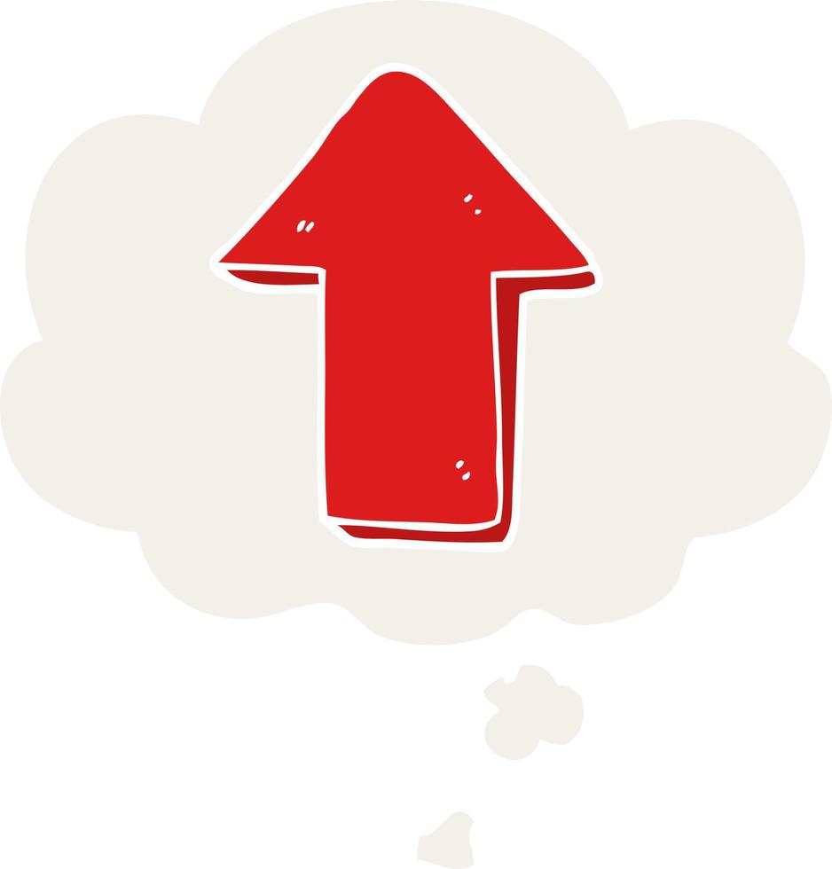 cartoon pointing arrow and thought bubble in retro style vector