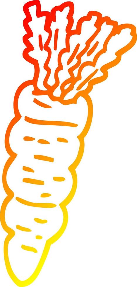 warm gradient line drawing cartoon carrot vector