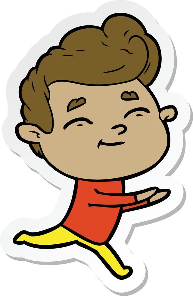 sticker of a running cartoon man vector