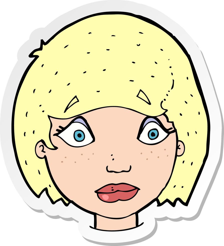 sticker of a cartoon worried female face vector