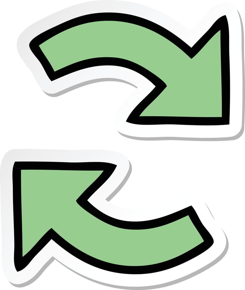 sticker of a cute cartoon recycling arrows vector