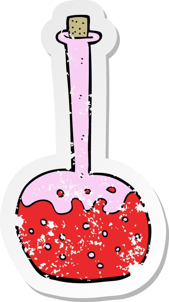 retro distressed sticker of a cartoon chemical potion vector