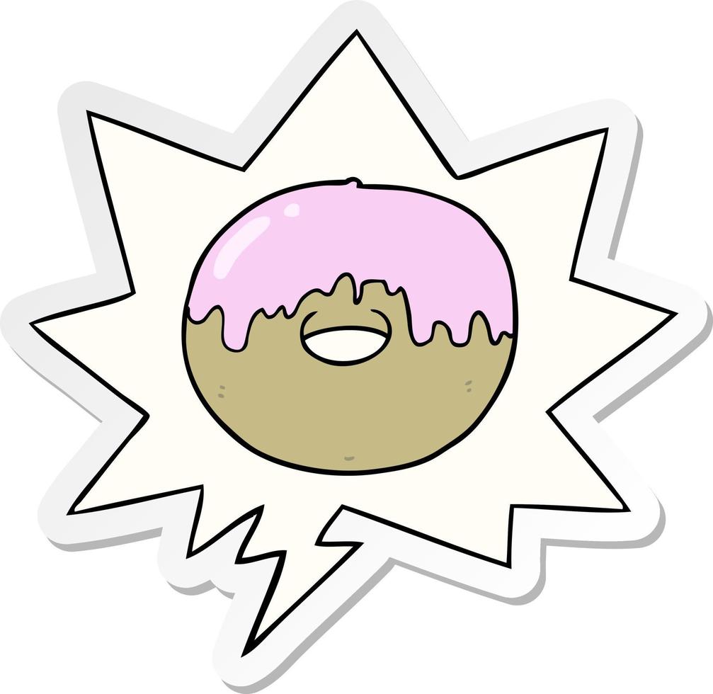 cartoon donut and speech bubble sticker vector