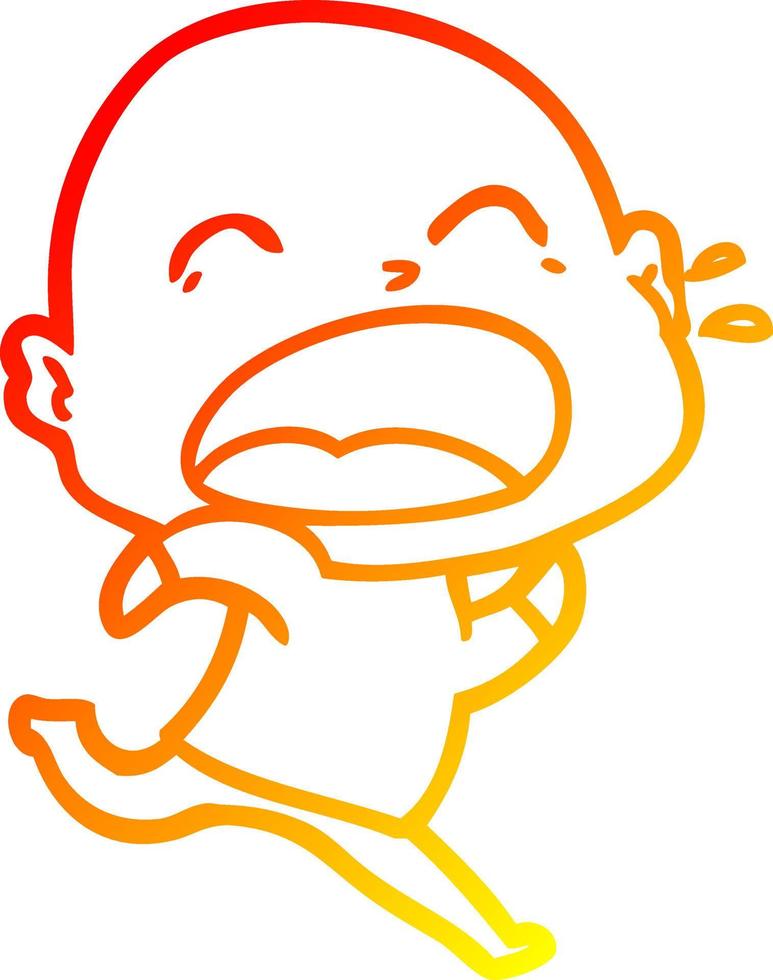 warm gradient line drawing cartoon shouting bald man vector