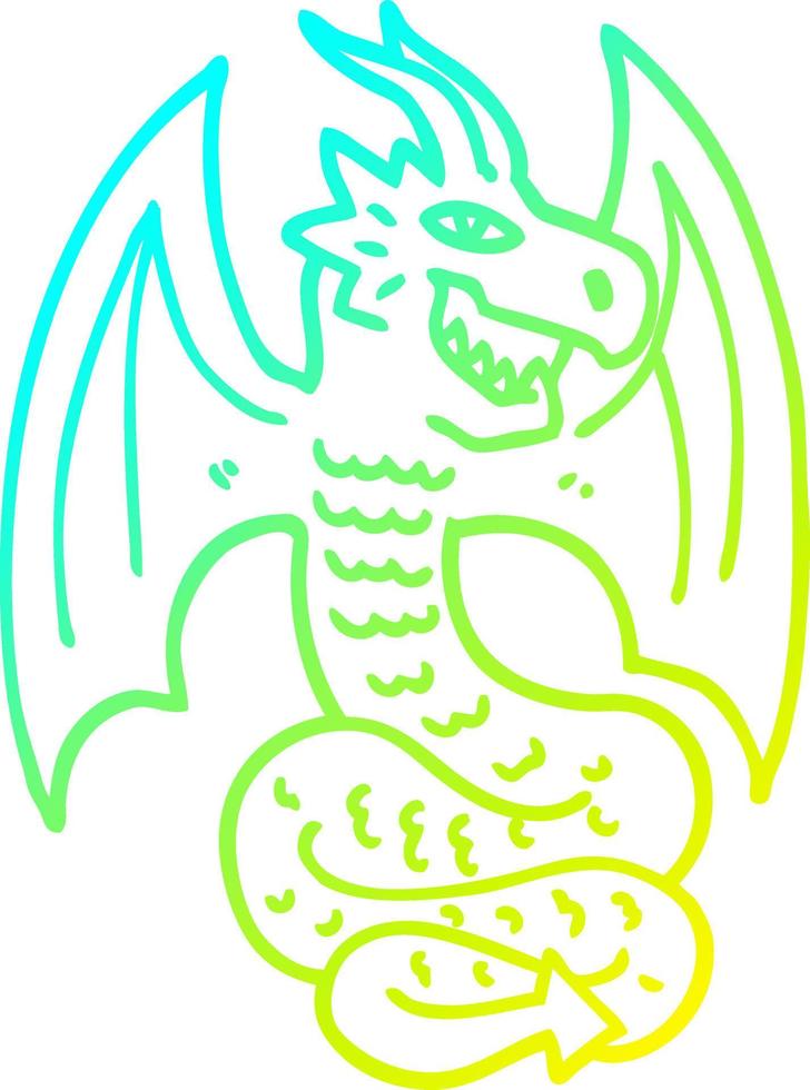 cold gradient line drawing cartoon dragon vector