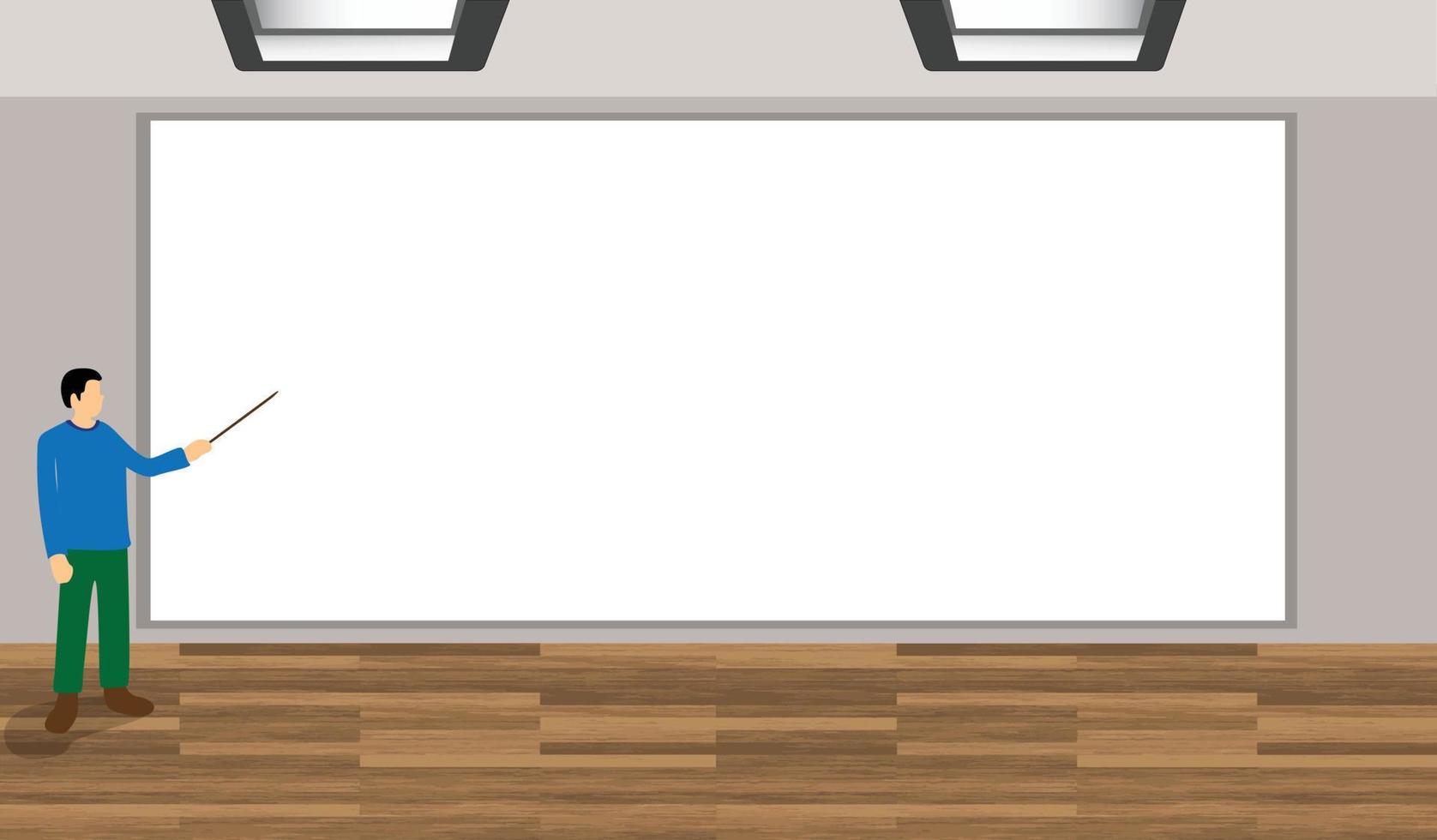 The man is pointing out to explain his presentation on blank background , copy space vector , blank background for copy space, advertisement , announcement and other