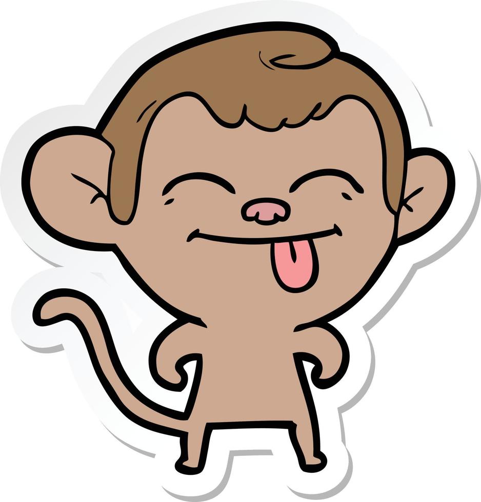 sticker of a funny cartoon monkey vector