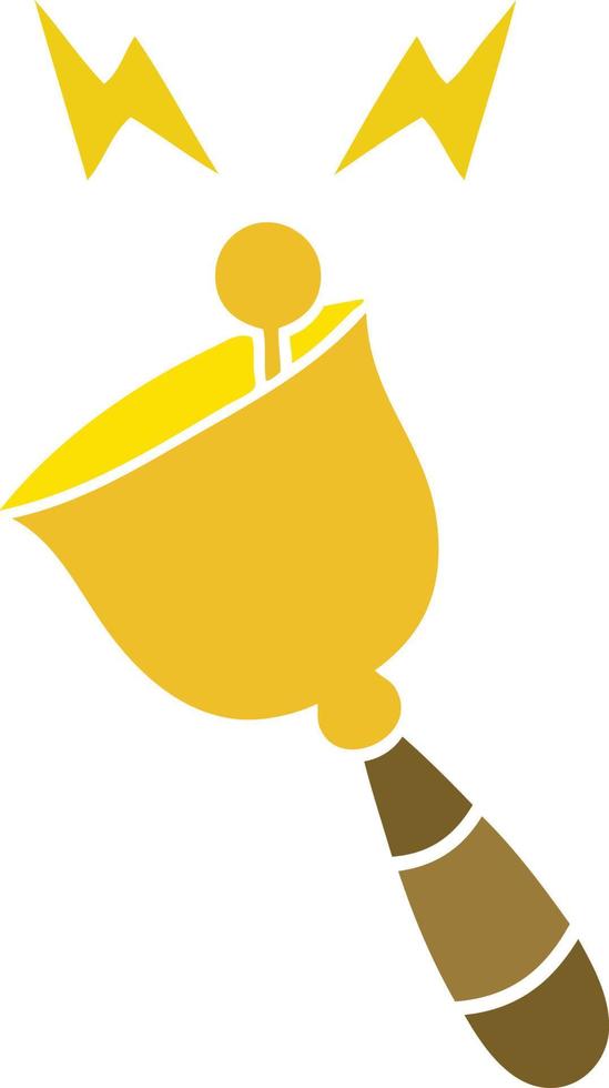 flat color retro cartoon ringing hand bell vector