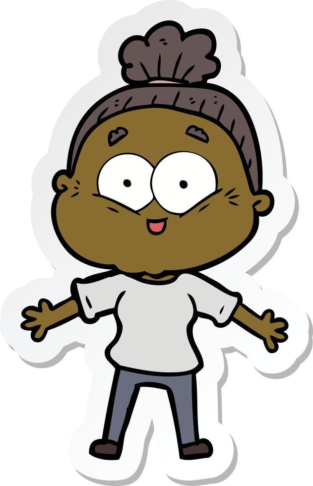 sticker of a cartoon happy old woman vector