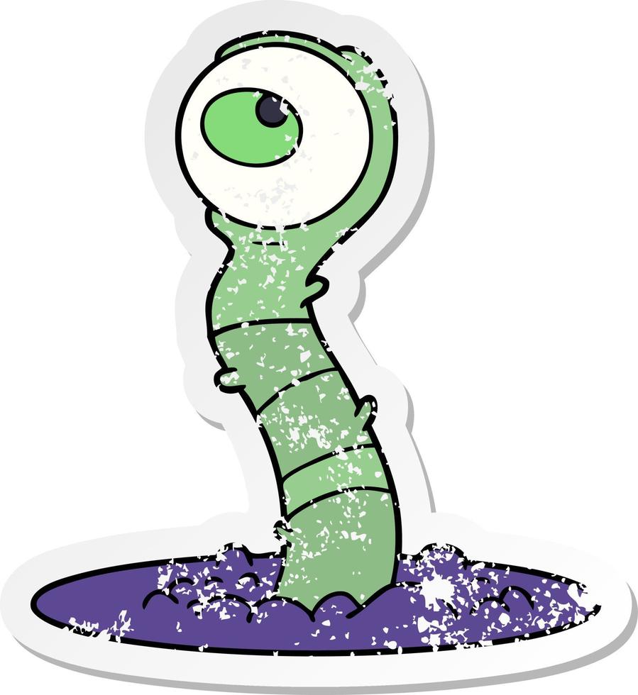 distressed sticker of a cartoon alien swamp monster vector