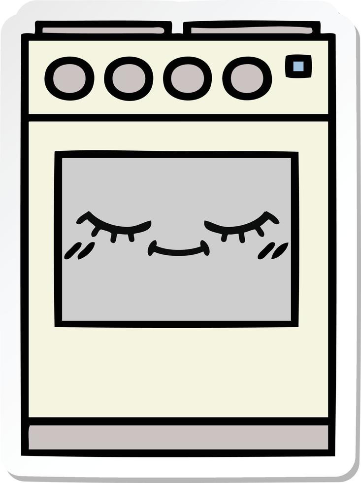 sticker of a cute cartoon kitchen oven vector