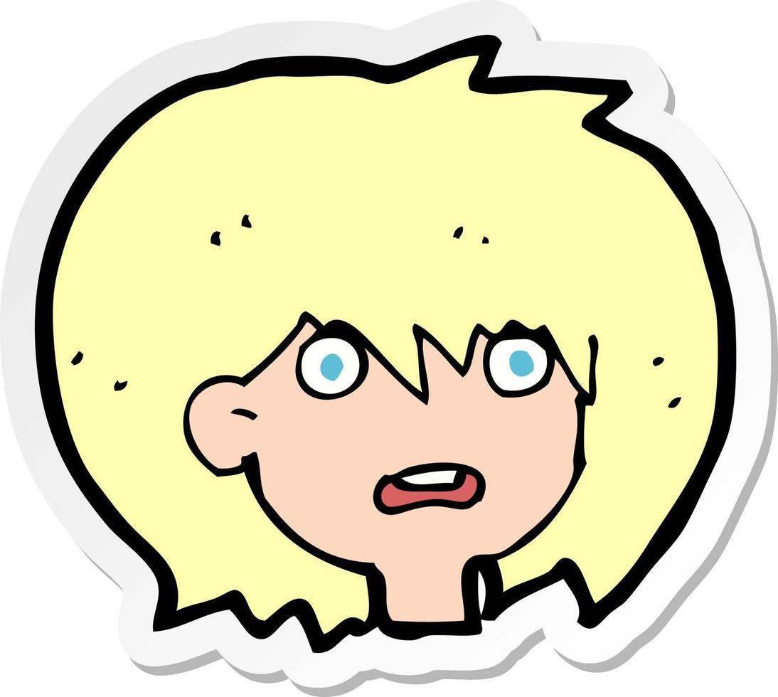sticker of a cartoon shocked expression vector