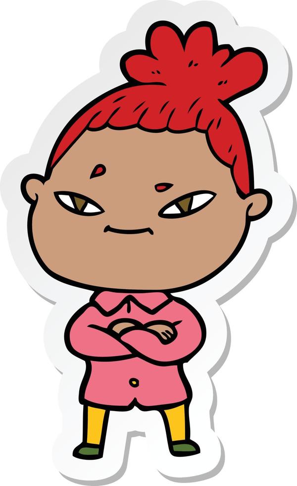 sticker of a cartoon woman vector