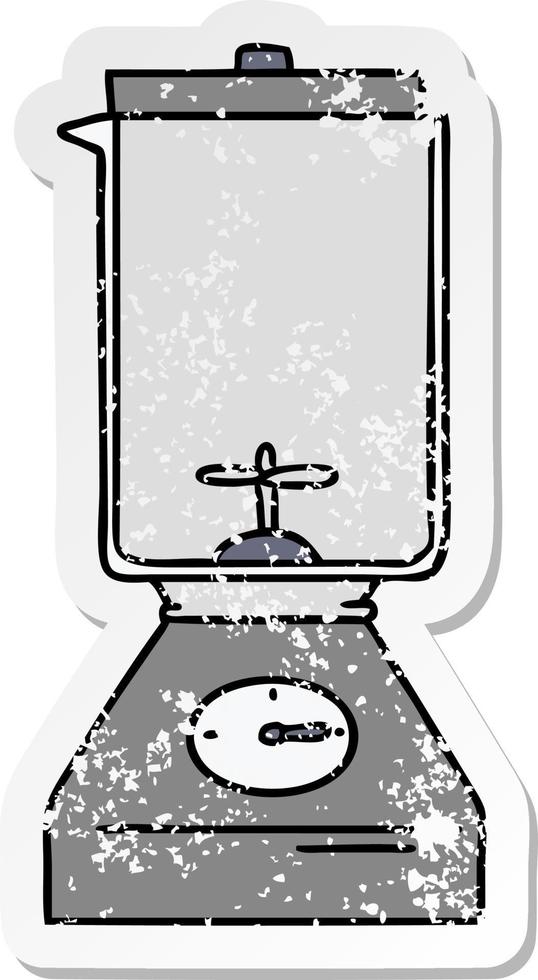 distressed sticker cartoon doodle of a food blender vector