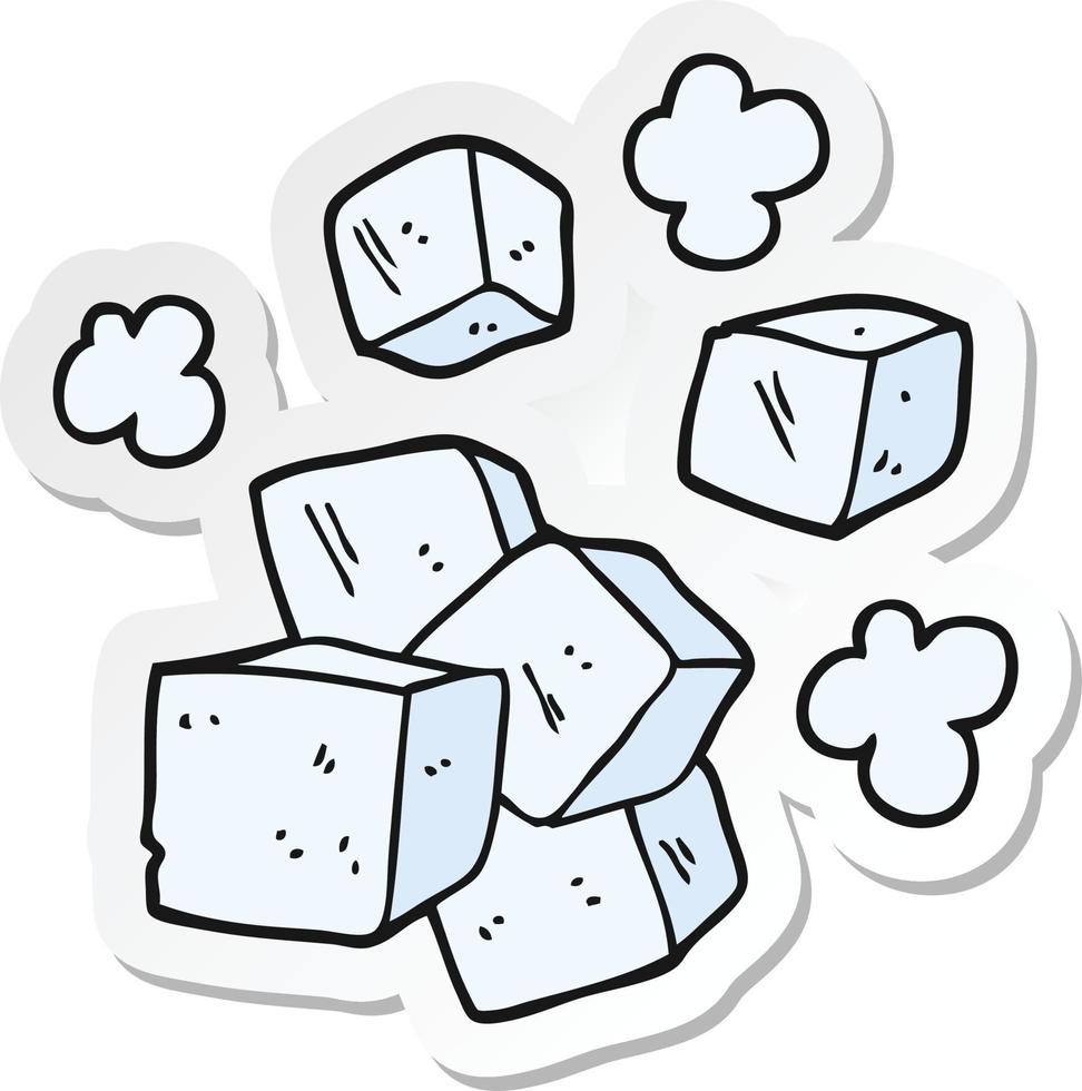 pegatina de cubitos de hielo de dibujos animados vector