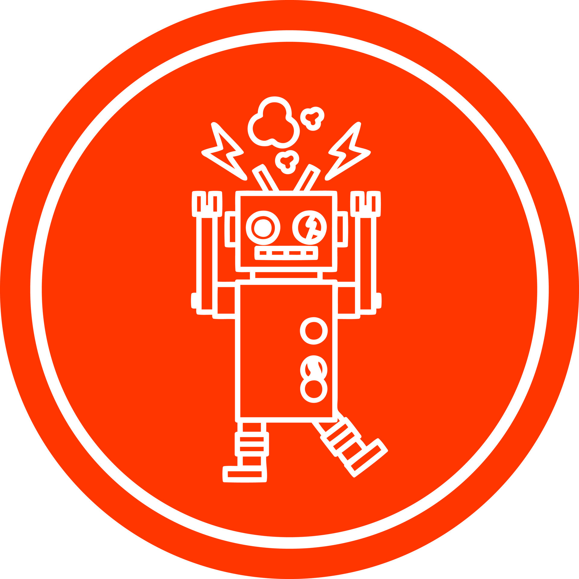 malfunctioning robot circular icon 8674853 Vector Art at Vecteezy