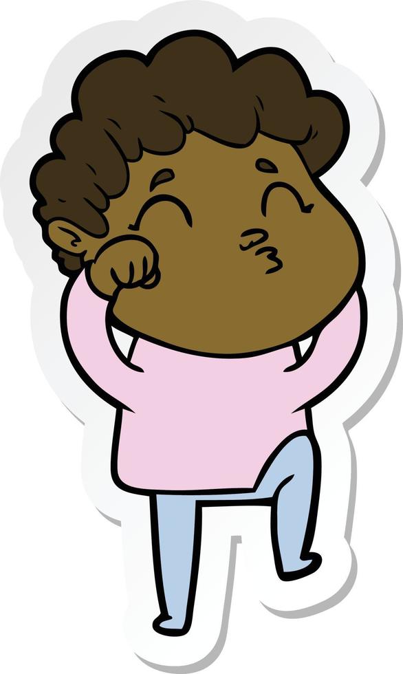 sticker of a cartoon man pouting vector