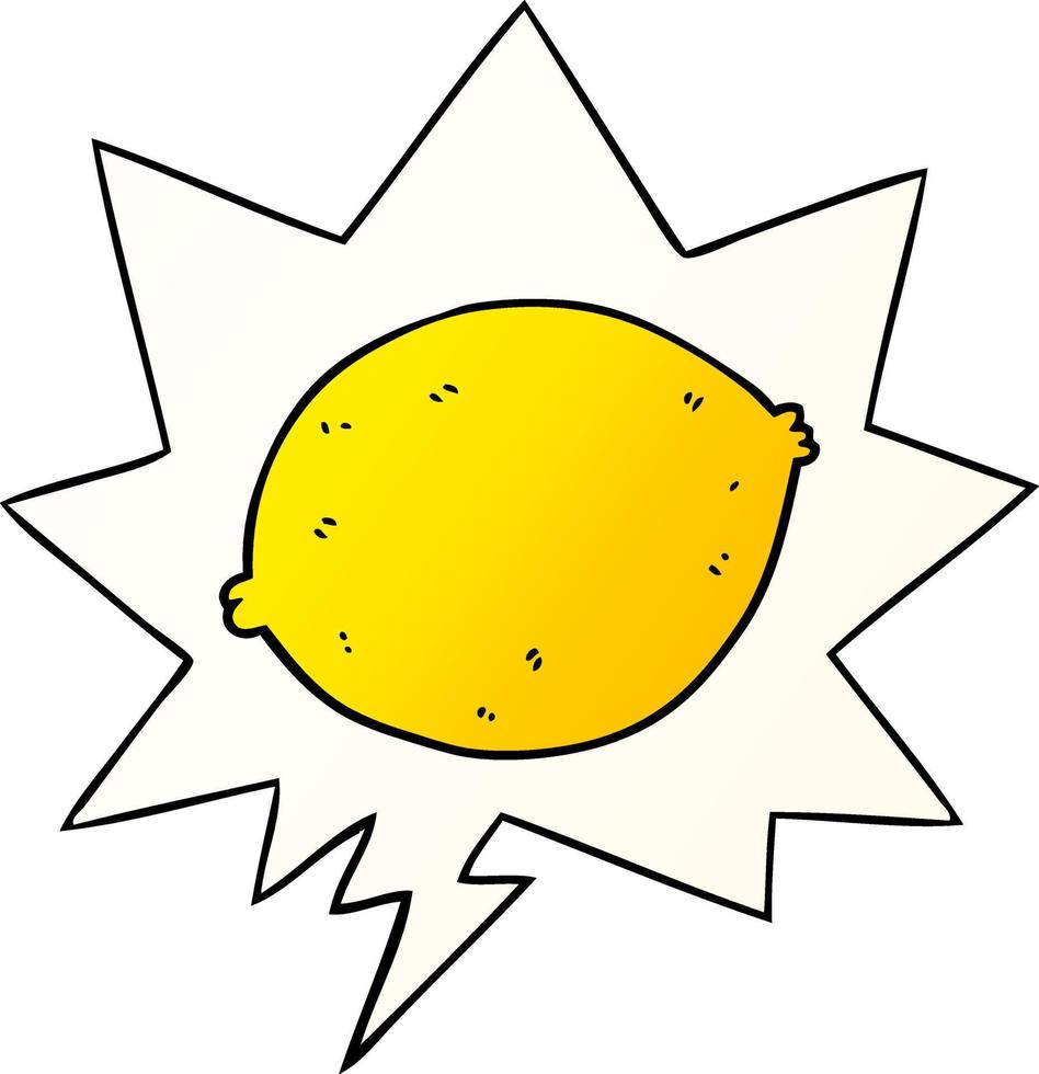 cartoon lemon and speech bubble in smooth gradient style vector