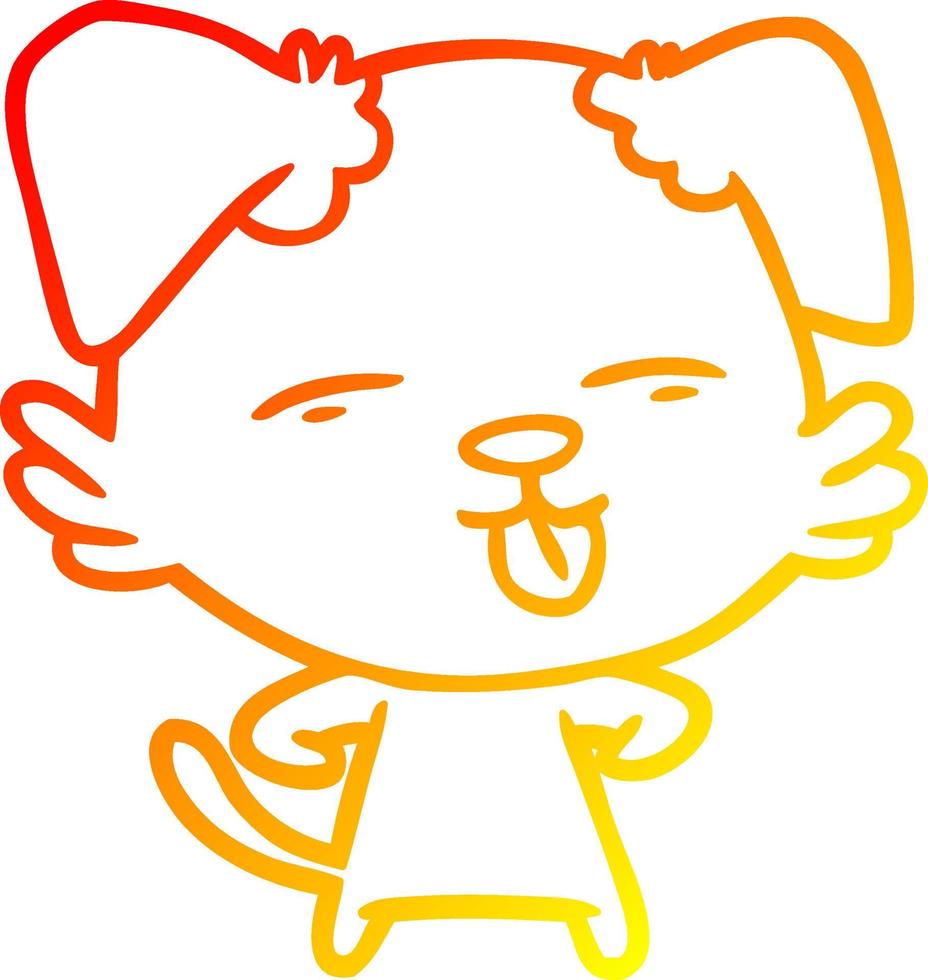 warm gradient line drawing cartoon dog sticking out tongue vector