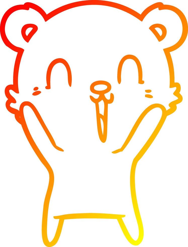 warm gradient line drawing happy cartoon polar bear vector