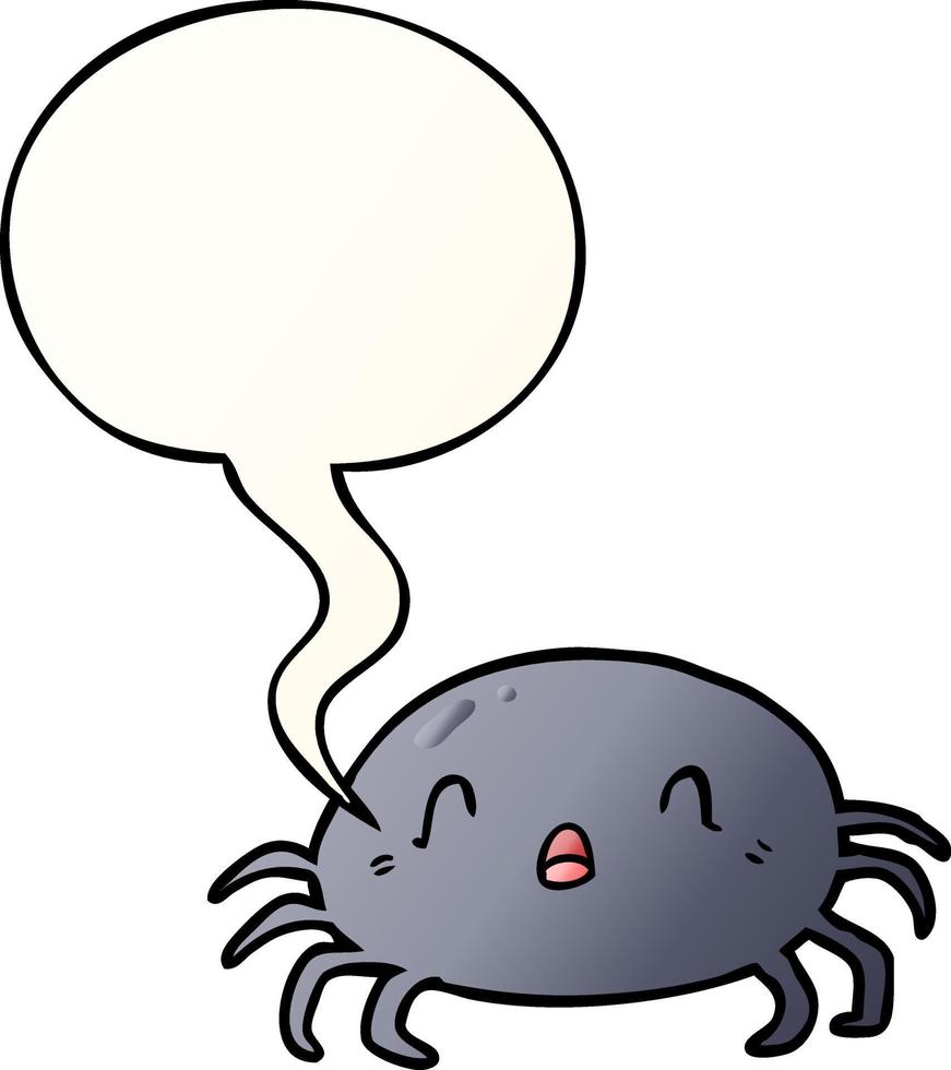 cartoon halloween spider and speech bubble in smooth gradient style vector