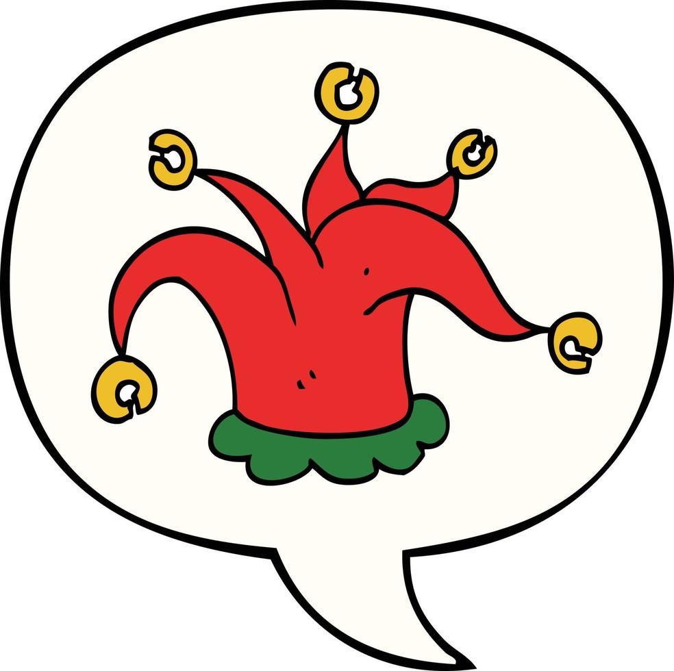 cartoon jester hat and speech bubble vector