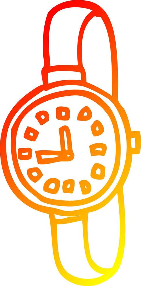 warm gradient line drawing cartoon wrist watch vector