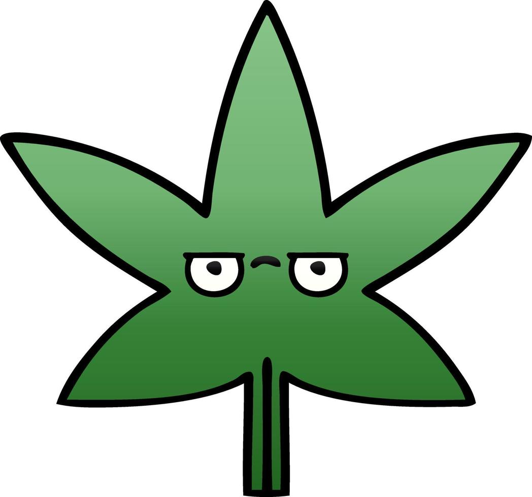 hoja de marihuana de dibujos animados sombreada degradada vector