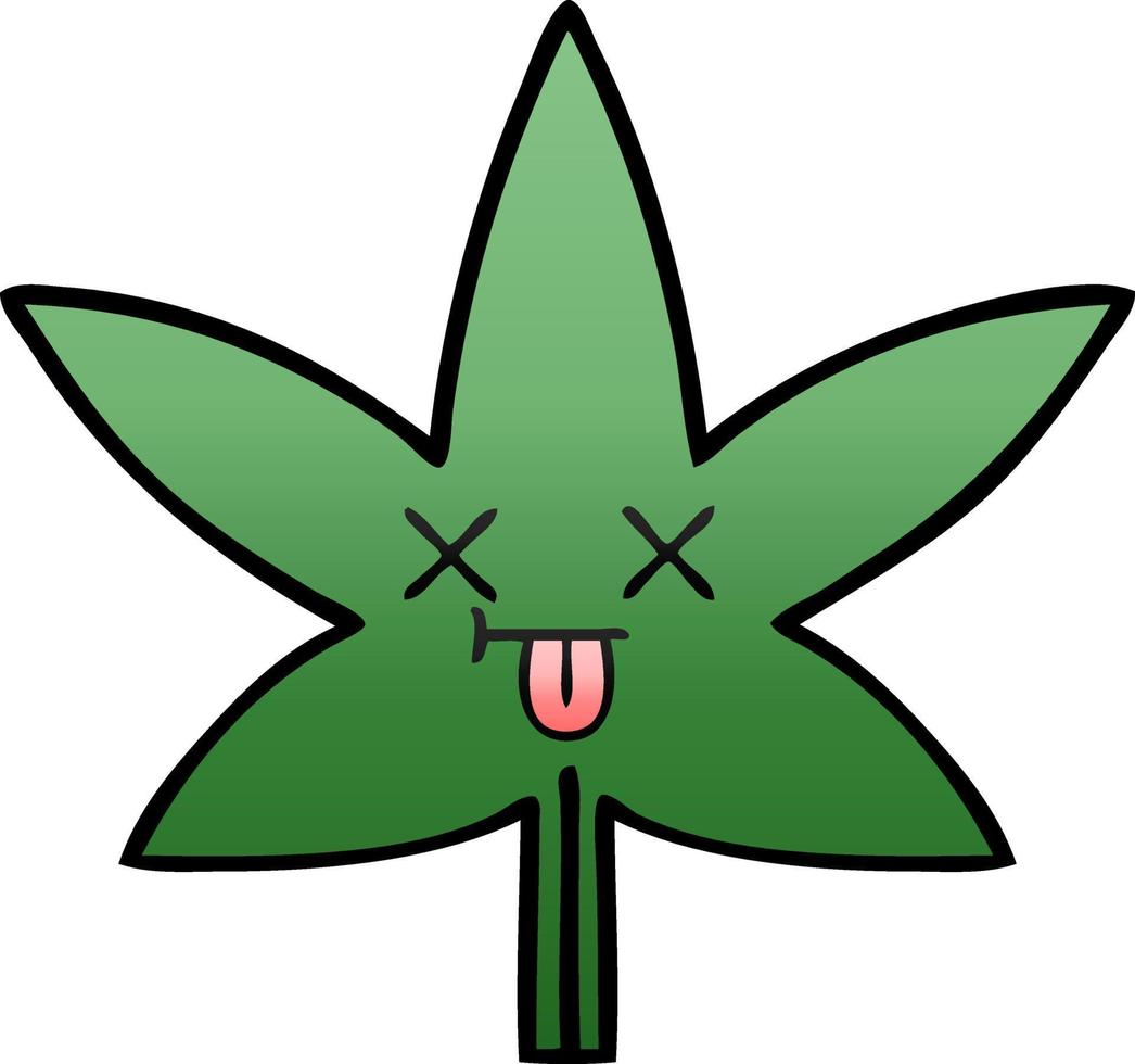 gradient shaded cartoon marijuana leaf vector