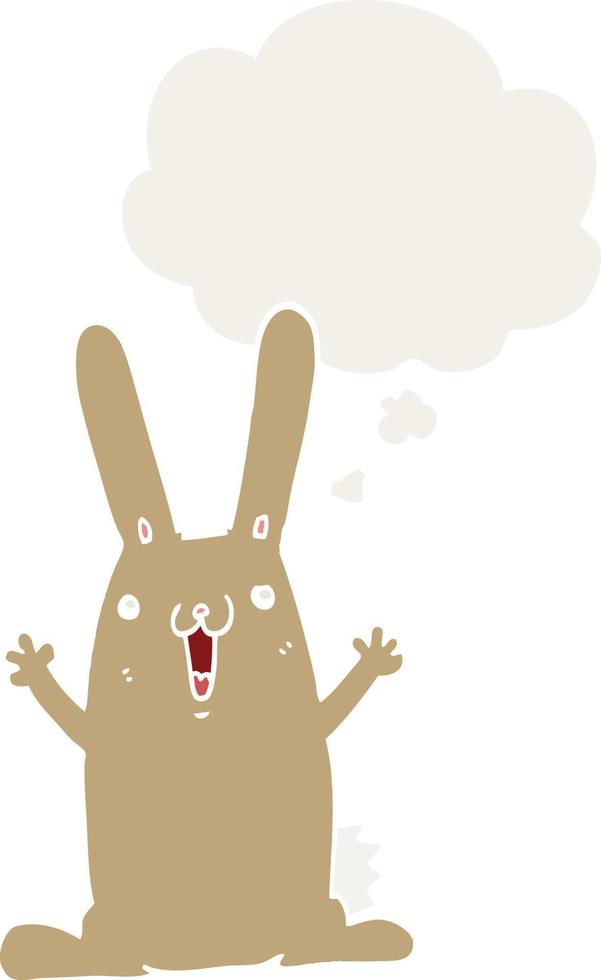 cartoon rabbit and thought bubble in retro style vector