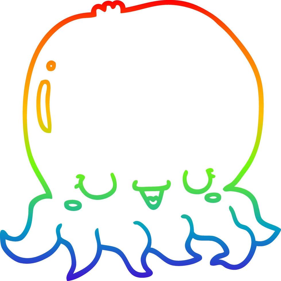 rainbow gradient line drawing cartoon jellyfish vector