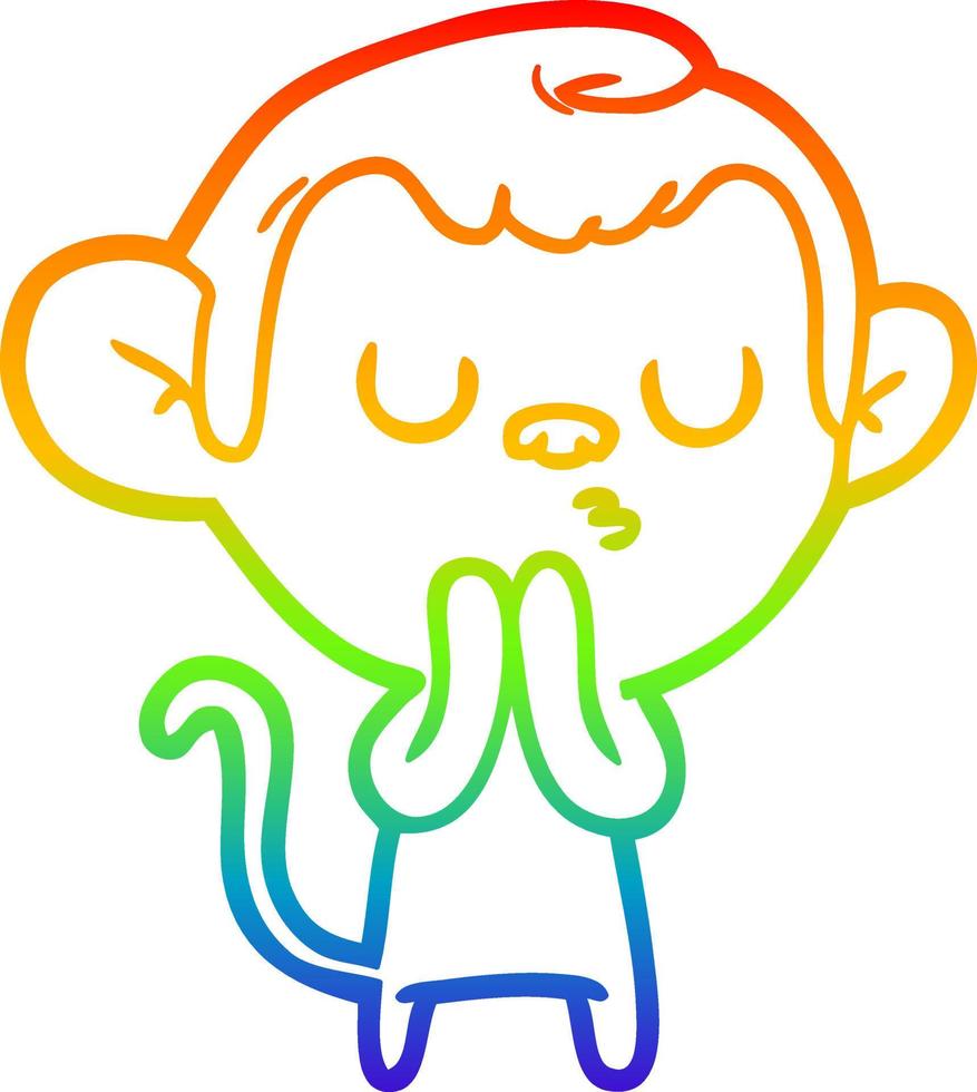 rainbow gradient line drawing cartoon monkey vector