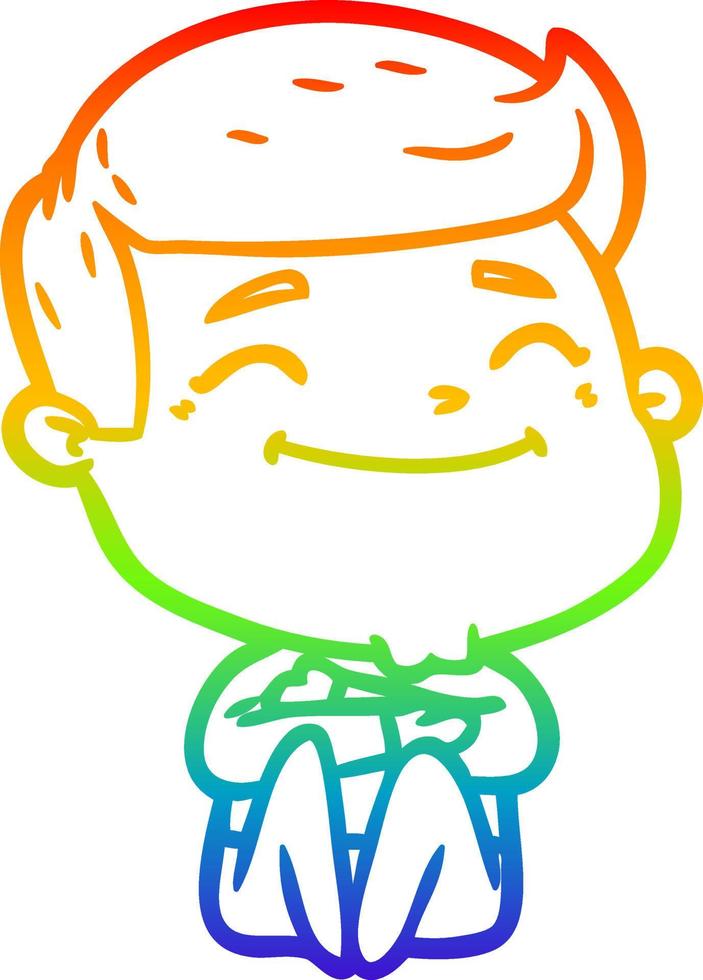 rainbow gradient line drawing happy cartoon man vector