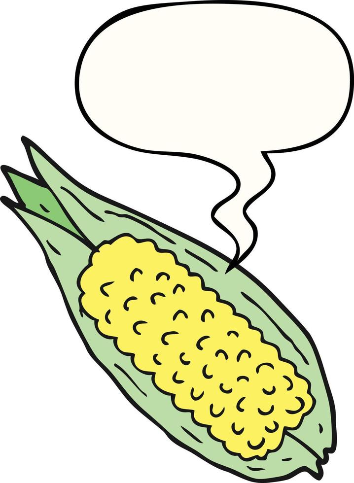 cartoon corn and speech bubble vector