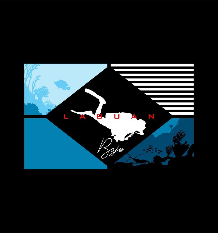 divers and underwater life vector
